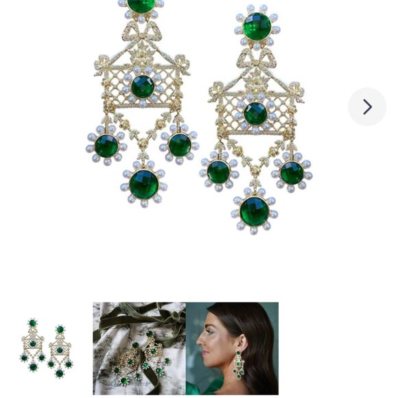 Nicola Bathie Emerald Chandelier Earrings - Picture 3 of 6